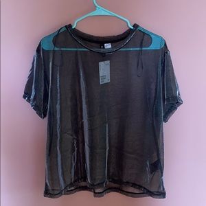 Charcoal metallic, semi transparent oversized top